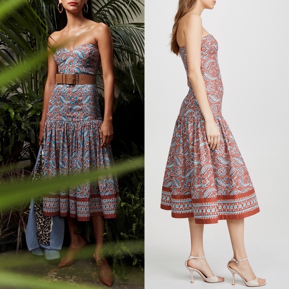 Veronica Beard Fiore Strapless Printed Midi Dress - Picture 2 of 6